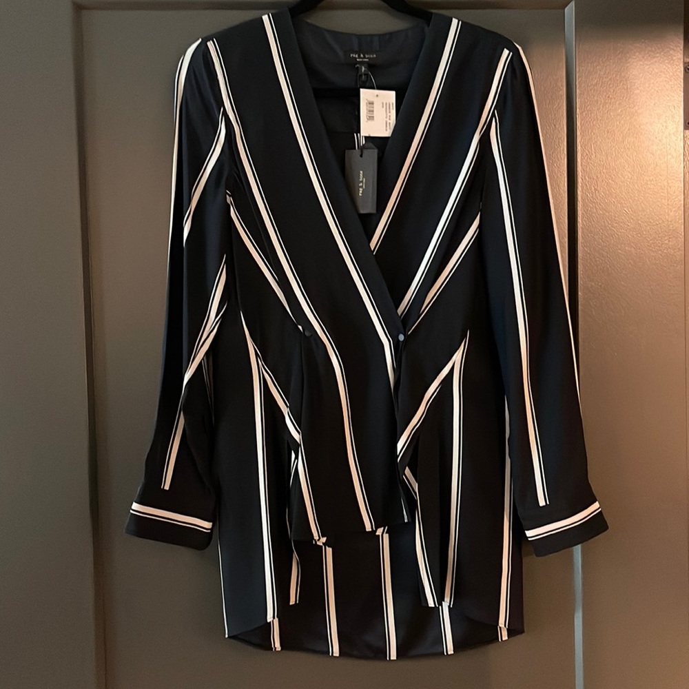 RAG & BONE STRIPED NAVY BLOUSE
